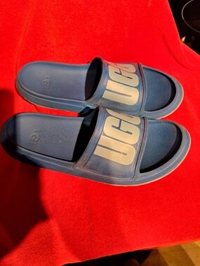 UGG Blue Slide Sandals - Bold Logo